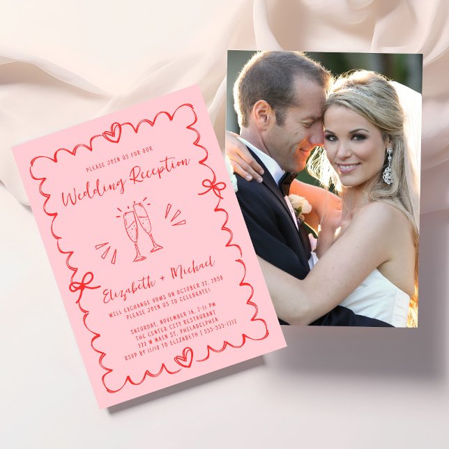 Convite Whimsical Photo Wedding Reception (Whimsical Photo Wedding Reception Invitation)