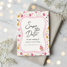 Convite Whimsical Pink Save the Date Wedding Design