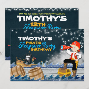 Convite Whimsical Pirate Sleep Sobre Festa de aniversário 