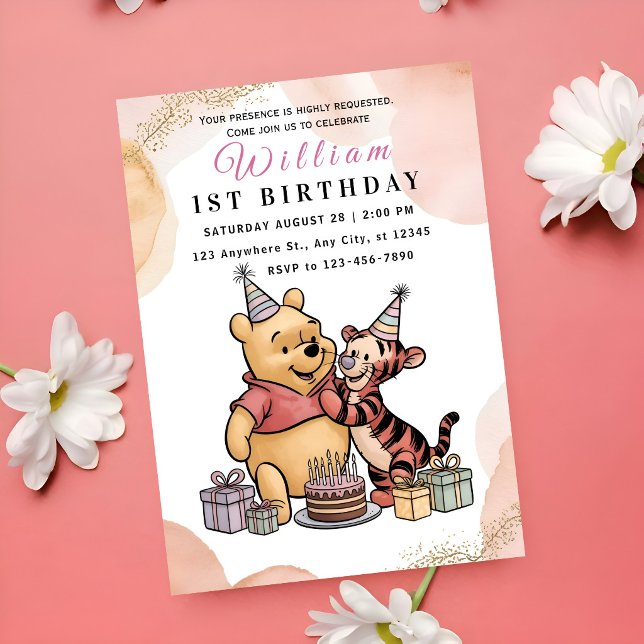 Convite Whimsical Pooh & Friends 1st Birthday (Criador carregado)