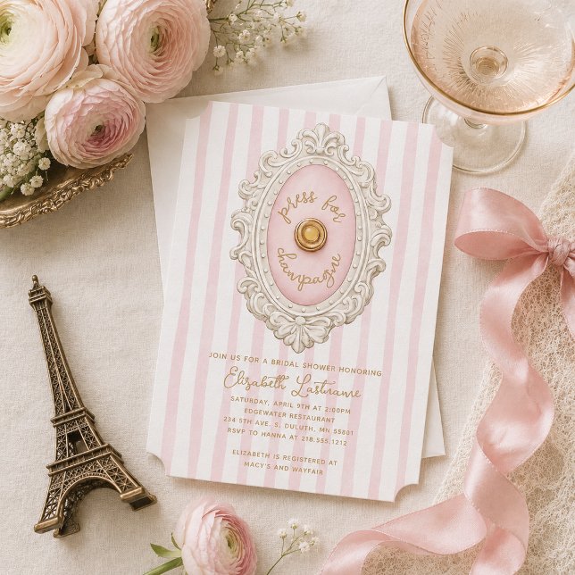 Convite Whimsical Press para Chá de Noiva com Champanhe (Whimsical Press for Champagne Bridal Shower Invitation)
