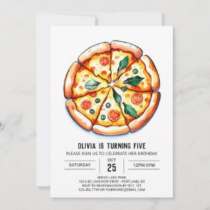 Convite Whimsical Printable Pizza Birthday
