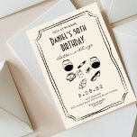 Convite Whimsical Quirky Funky Handwrite 50th Birthday<br><div class="desc">Charuto de Uísque Desenhado à Mão - 50º Aniversário</div>