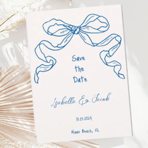 Convite Whimsical Quirky Hand Drawn Blue Arco Salvar a Dat