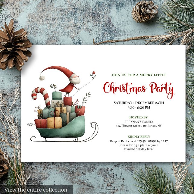 Convite Whimsical Quirky Santa Holiday Party Invitation (Whimsical Quirky Santa Holiday Party Invitation)