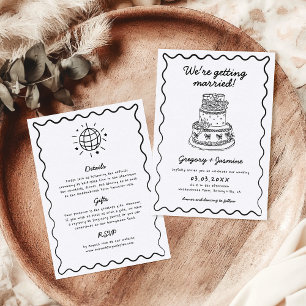 Convite Whimsical Quirky Wedky Desenhado Manuscrito