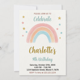 Convite Whimsical Rainbow Birthday