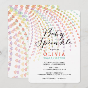 Convite Whimsical Rainbow Hearts Fun Baby Sprinkle Invite
