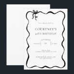 Convite Whimsical Ribbon Bow 30th Birthday Party<br><div class="desc">This whimsical birthday party invitation features a cute dainty hand drawn bow and simple text. For more advanced customisation of this design,  e.g. changing layout,  font or text size please click the "CUSTOMIZE" button above. Please contact me for any questions!</div>