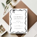 Convite Whimsical Ribbon Bow 40th Birthday Party<br><div class="desc">This whimsical birthday party invitation features a cute dainty hand drawn bow and simple text. For more advanced customisation of this design,  e.g. changing layout,  font or text size please click the "CUSTOMIZE" button above. Please contact me for any questions!</div>