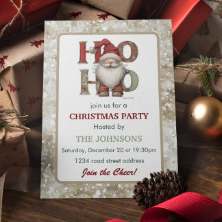 Convite Whimsical Santa Christmas Party Invitation