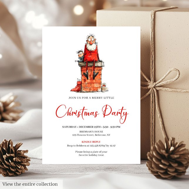 Convite Whimsical Santa Claus Watercolor Christmas Invite (Whimsical Santa Claus Watercolor Christmas Invite)