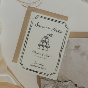 Convite Whimsical Save The Date Champagne Tower