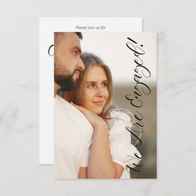 Convite Whimsical Script Custom Photo Couple Engagement (Frente/Verso)