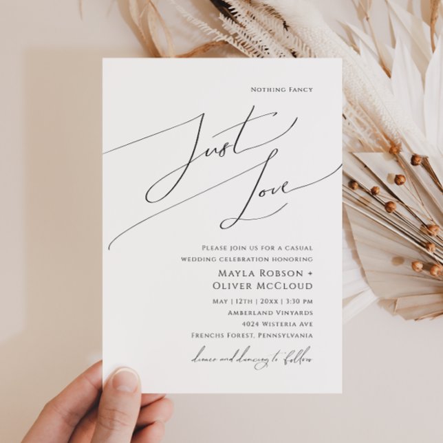Convite Whimsical Script Nothing Fancy Just Love Wedding (Criador carregado)