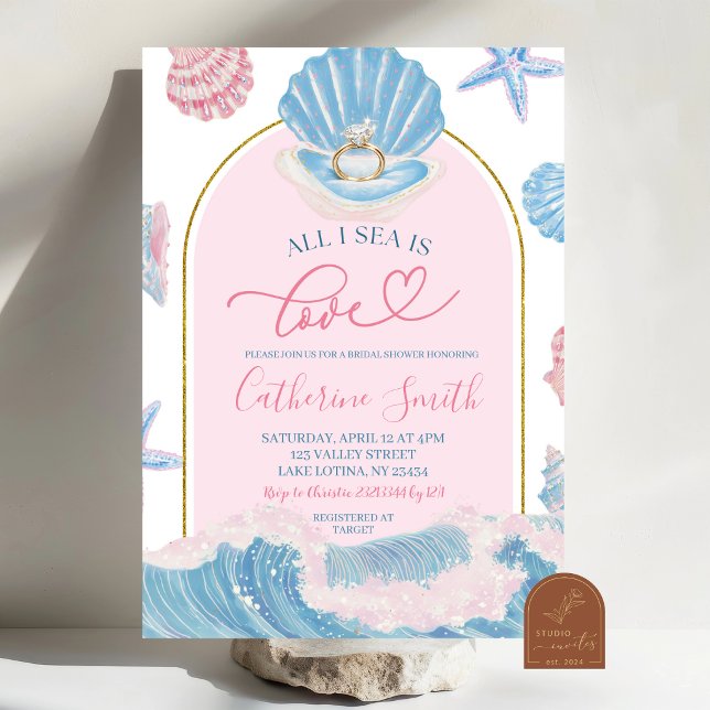 Convite Whimsical Shell All I sea is love bridal shower (Criador carregado)