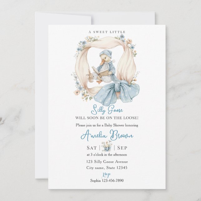 Convite Whimsical Silly Goose Baby Shower Invitation (Frente)
