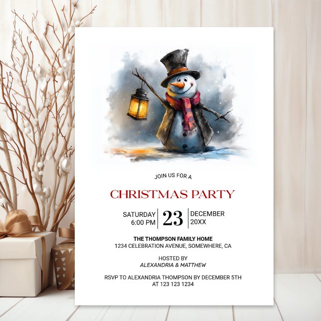 Convite Whimsical Snowman Christmas Party (Criador carregado)