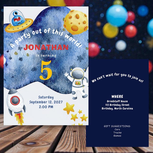 Convite Whimsical Space Personalized Birthday Invitation (Criador carregado)