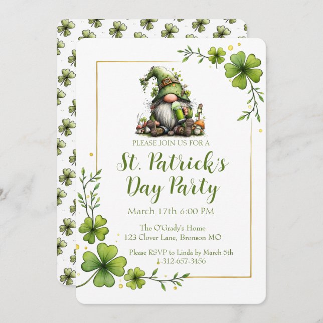 Convite Whimsical St. Patrick’s Day Celebration Invite  (Frente/Verso)