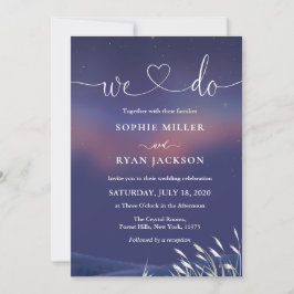 Convite Whimsical Starry Night Script Modern Wedding 