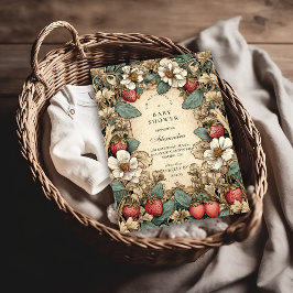 Convite Whimsical Strawberry Forest Baby Shower
