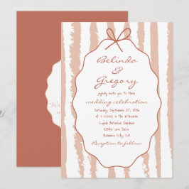 Convite Whimsical Stripes Handwritten Painted Wedding