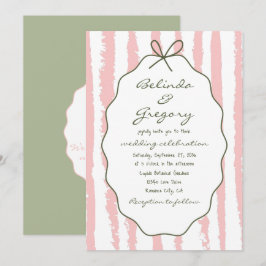 Convite Whimsical Stripes Handwritten Painted Wedding