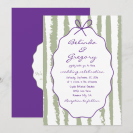 Convite Whimsical Stripes Handwritten Painted Wedding