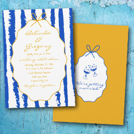 Convite Whimsical Stripes Handwritten Painted Wedding