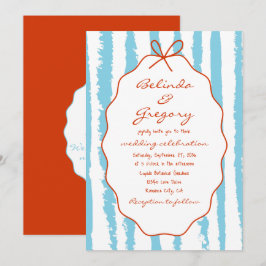 Convite Whimsical Stripes Handwritten Painted Wedding