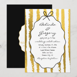 Convite Whimsical Stripes Handwritten Painted Wedding