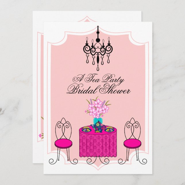 Convite Whimsical Tea Party (Frente/Verso)