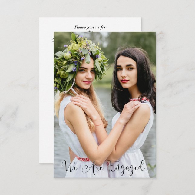 Convite Whimsical Typography Custom Photo Lesbian Gay (Frente/Verso)