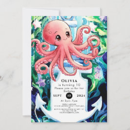 Convite Whimsical under Sea Octopus Birthday