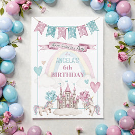 Convite Whimsical Unicorn Castle Birthday  Invitation