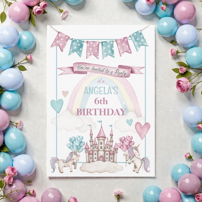 Convite Whimsical Unicorn Castle Birthday  Invitation (Criador carregado)