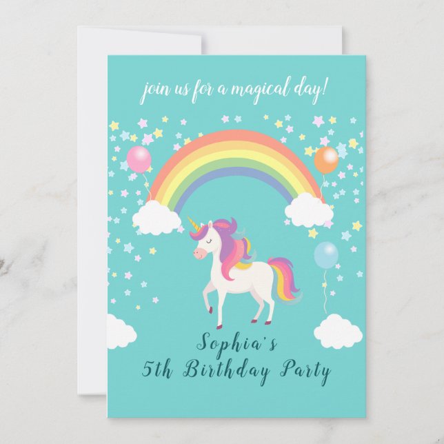 Convite Whimsical Unicorn Party (Frente)