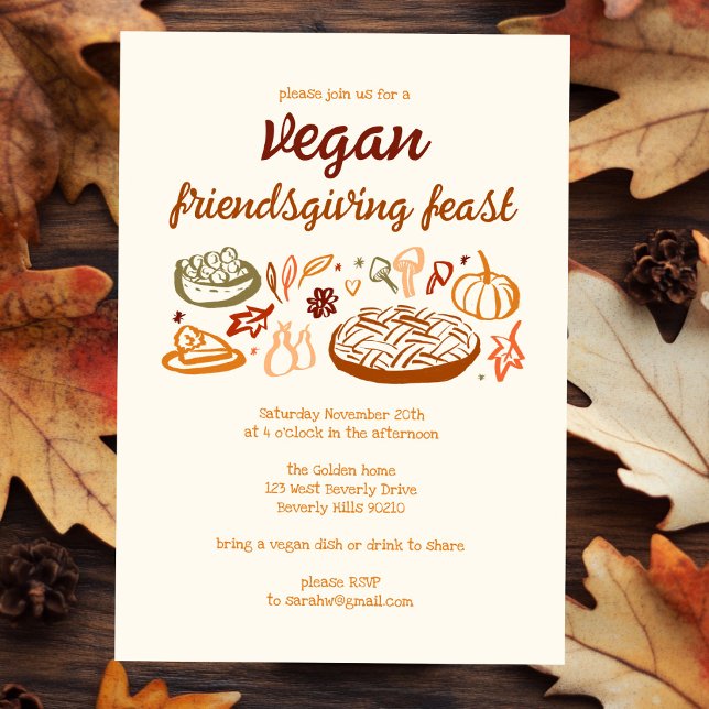 Convite Whimsical VEGAN Ação de Graças PERSONALIZADO (Whimsical VEGAN VEGETARIAN Thanksgiving Friendsgiving CUSTOM Invitation
)