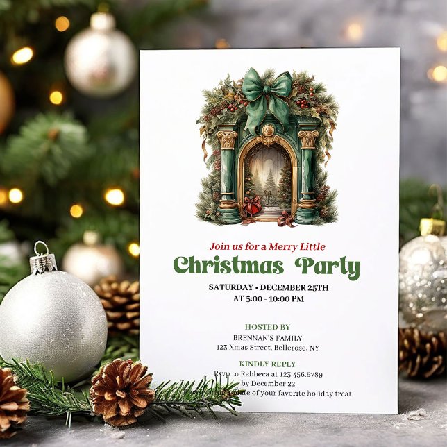 Convite Whimsical Victorian Christmas fireplace party  (Whimsical Victorian Christmas fireplace party Invitation)