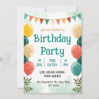 Convite Whimsical Watercolor Birthday Celebration Invitati