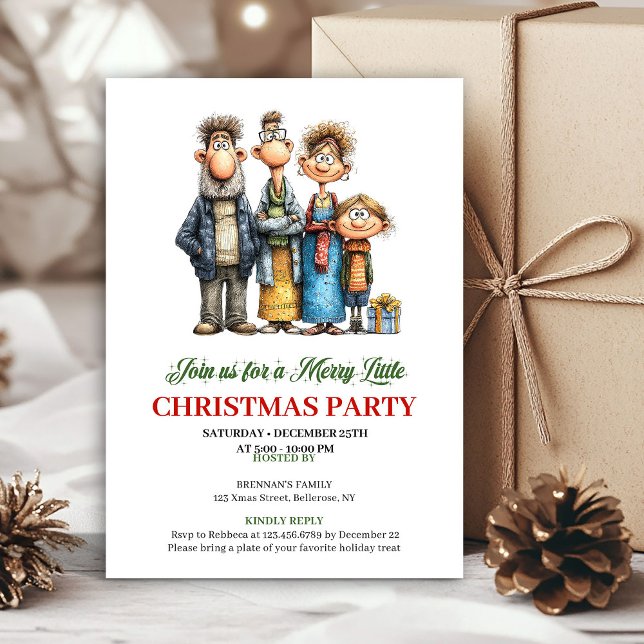 Convite Whimsical Watercolor Family Christmas Party Invite (Whimsical Watercolor Family Christmas Party Invite)