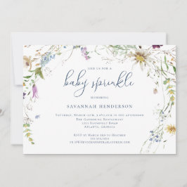 Convite Whimsical Watercolor Flor Selvagem