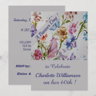 Convite Whimsical Watercolor Floral Birthday