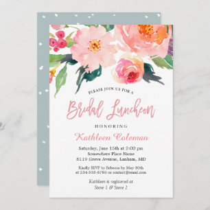 Convite Whimsical Watercolor Floral Modern Bridal