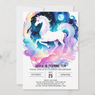 Convite Whimsical Watercolor Horse Birthday