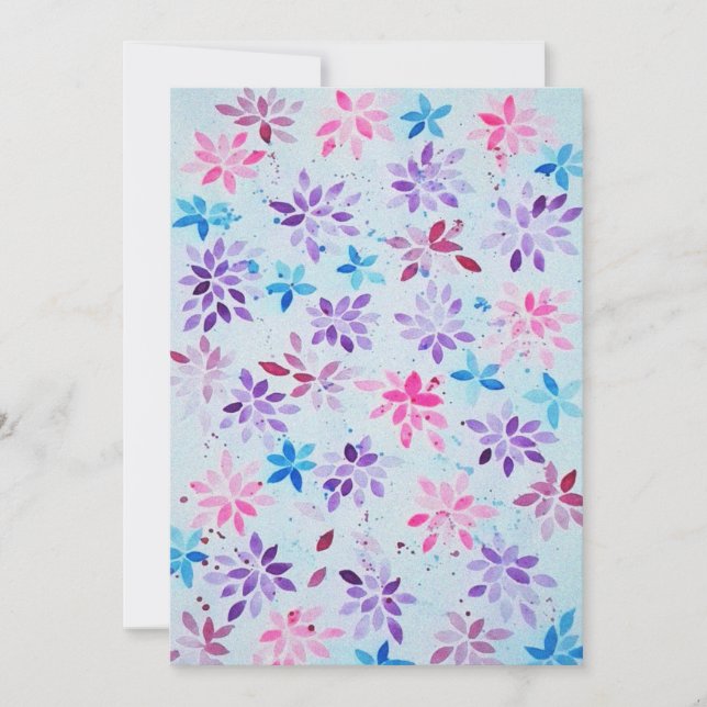 Convite ​Whimsical Watercolor Purple & Pink Floral (Frente)
