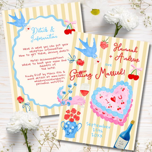 Convite Whimsical watercolor quirky Wedding Invitation (Criador carregado)