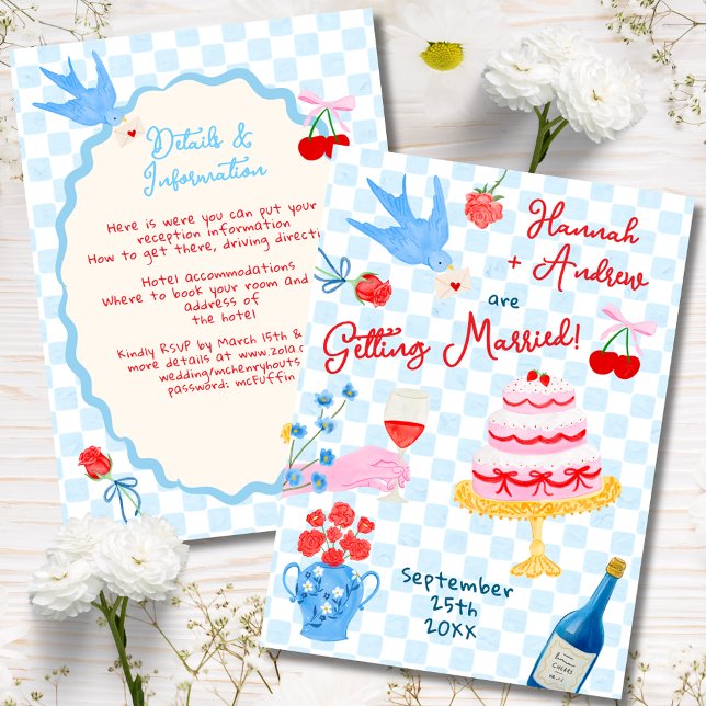 Convite Whimsical watercolor quirky Wedding Invitation (Criador carregado)