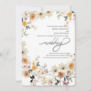 Convite Whimsical Watercolor Wildflower Casamento